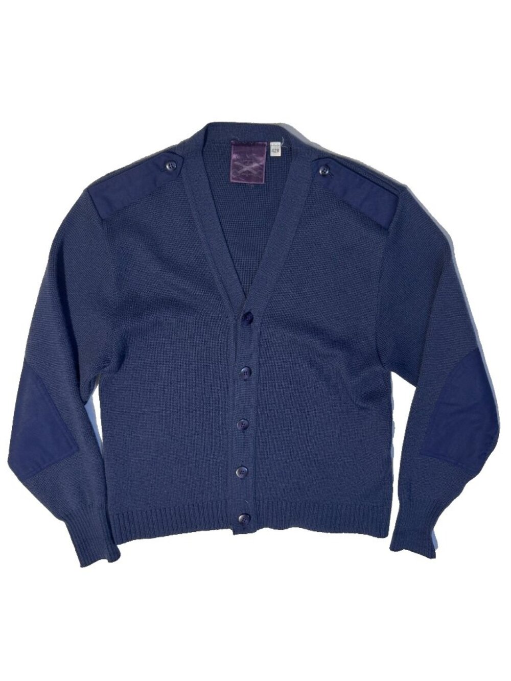 Military Equipment Blue Wool Blend Button Up Mens Cardigan Sweater Size 42R